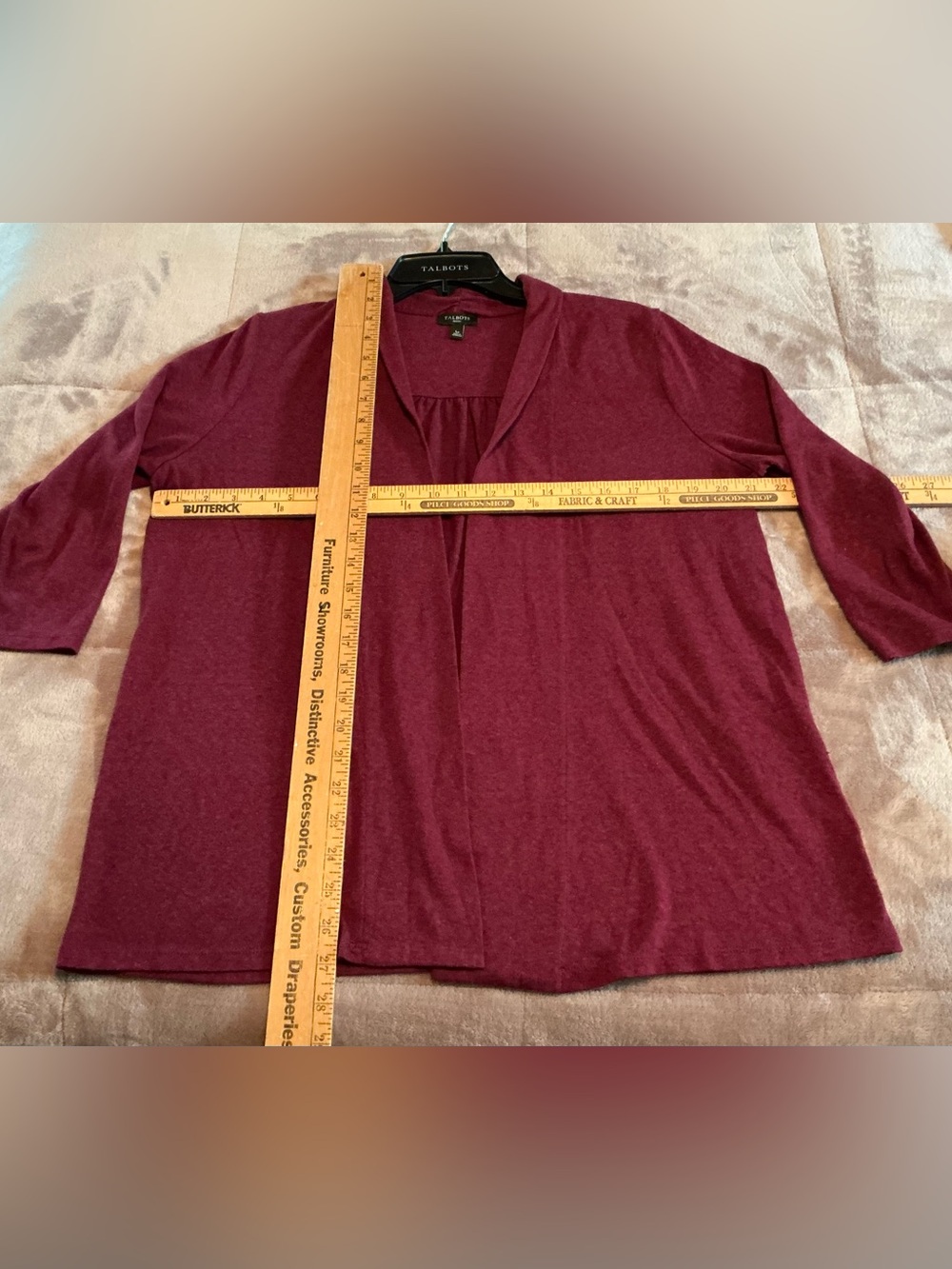 Talbots Open-Front Cardigan Sweater - Wine/Deep Burgundy - Picture 4 of 7
